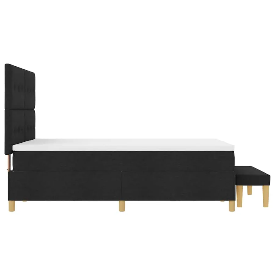 Lit à ressorts avec tête de lit Noir 190 x 140 cm tissu - 9
