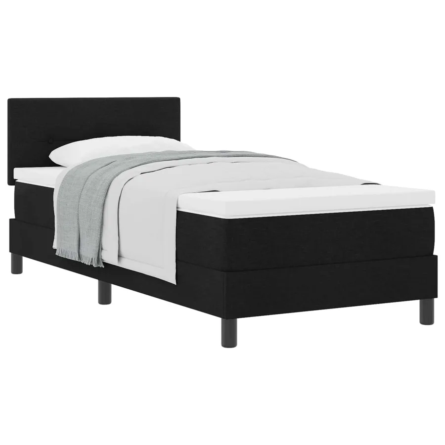 Lit à ressorts avec coussin Noir 80 x 200 cm tissu - 2