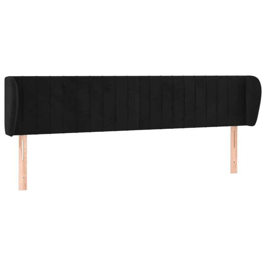 Tête de lit avec oreilles Noir 183x23x78/88 cm Velours - 2