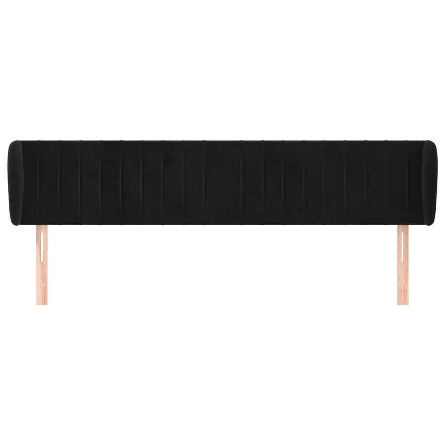 Tête de lit avec oreilles Noir 183x23x78/88 cm Velours - 3
