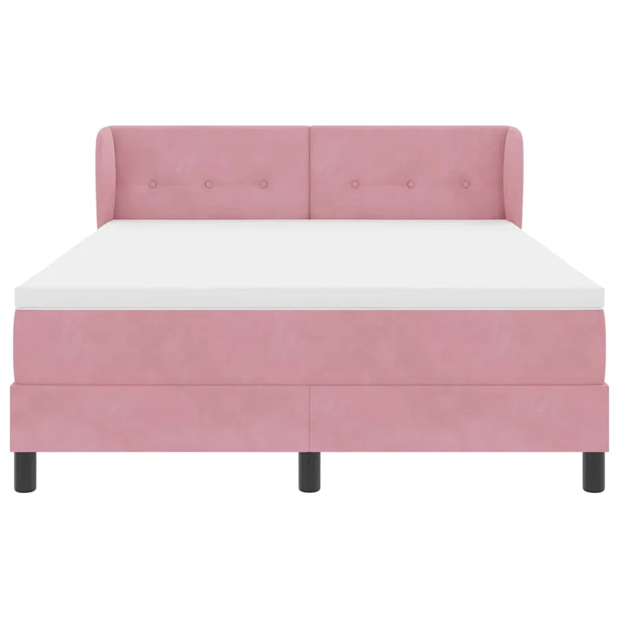 Lit à ressorts avec tête de lit Rose 140 x 190 cm Velours - 7