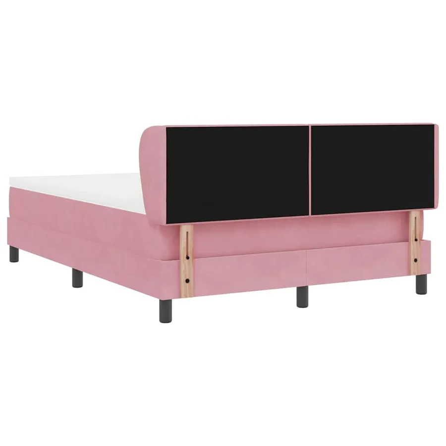 Lit à ressorts avec tête de lit Rose 140 x 190 cm Velours - 9