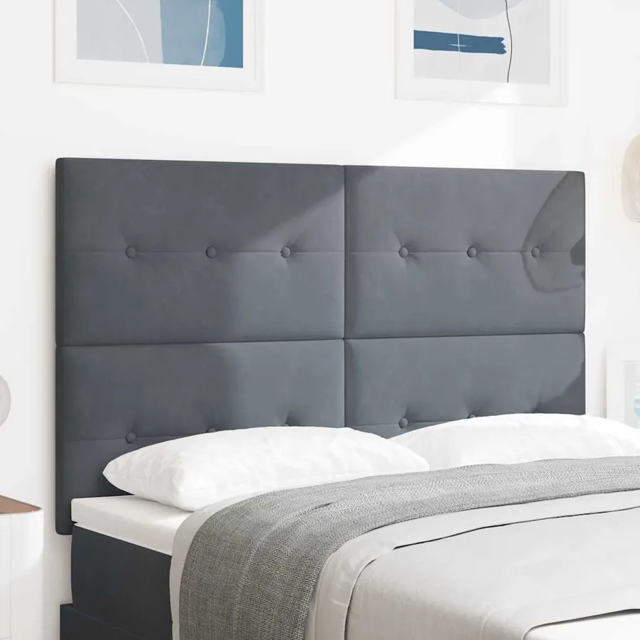 Tête de lit LED avec bandes LED Gris 144 cm Velours