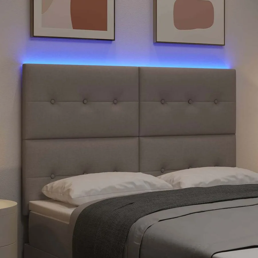 Tête de lit LED avec bandes LED Taupe 144 cm tissu - 4