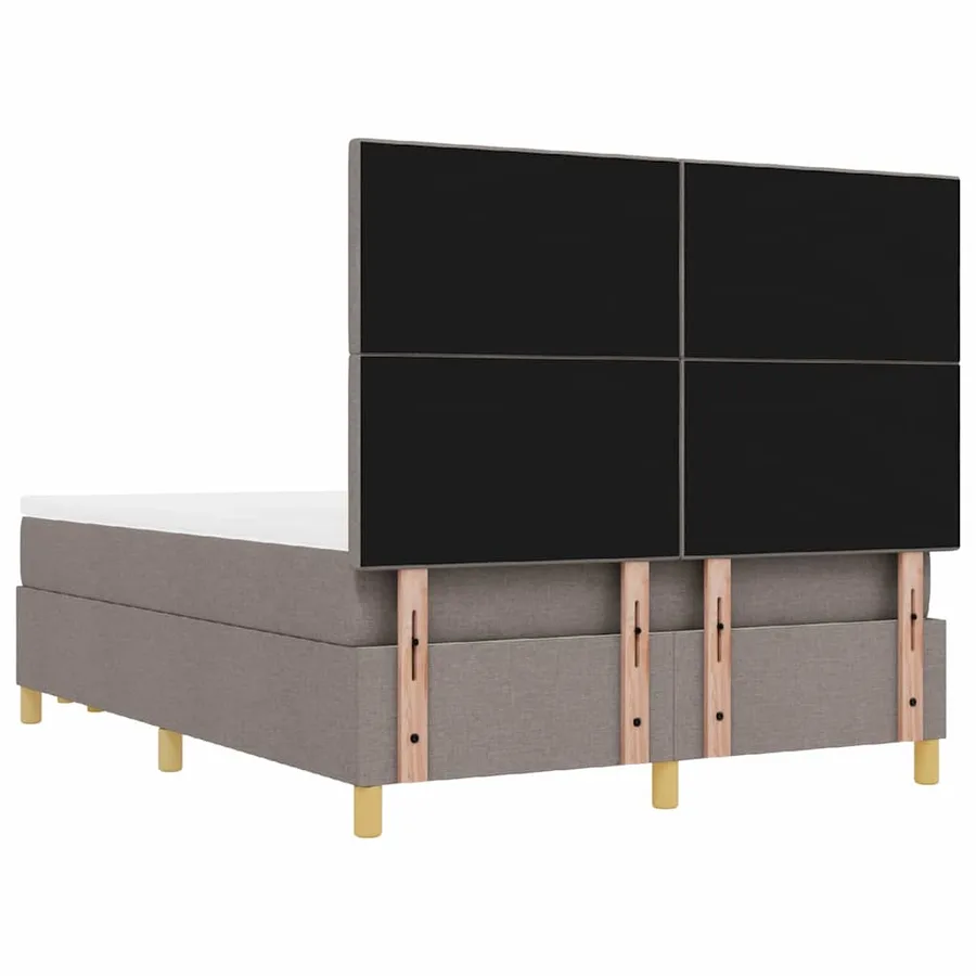 Lit à ressorts avec tête de lit Taupe 190 x 140 cm tissu - 8