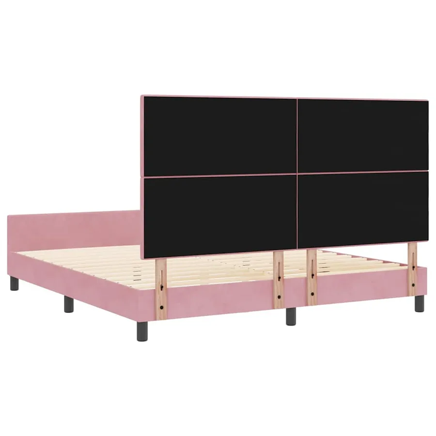 Lit à ressorts avec tête de lit Rose 180 x 200 cm Velours - 9