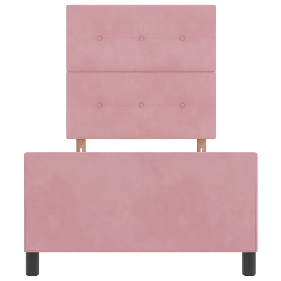 Lit à ressorts avec tête de lit Rose 90 x 200 cm Velours - 7