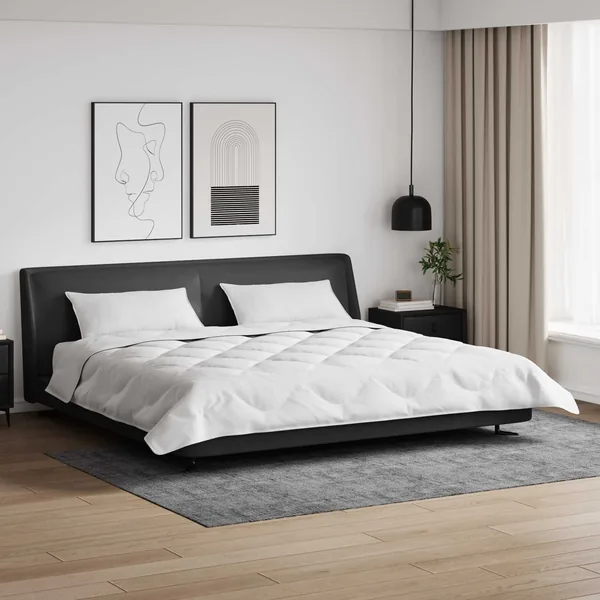 Duvet d'hiver avec oreiller 3 pcs Blanc Microfibre