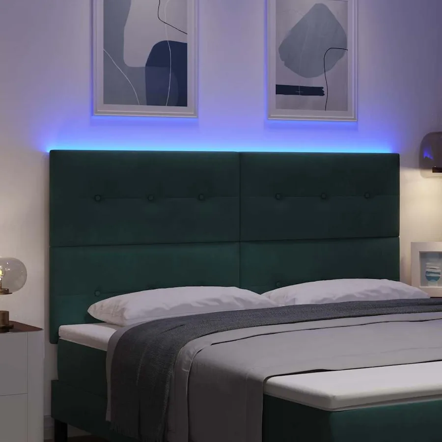 Tête de lit LED avec bandes LED Vert 180 cm Velours - 4