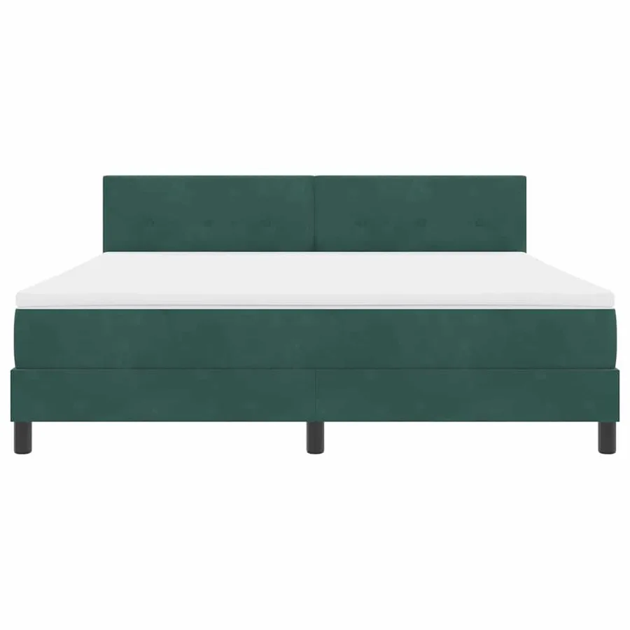 Lit à ressorts avec tête de lit Vert foncé 180 x 200 cm Velours - 7