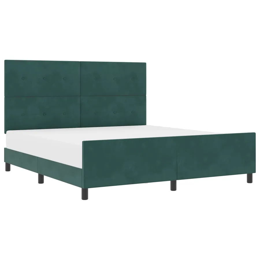 Lit à ressorts avec tête de lit Vert foncé 180 x 200 cm Velours - 2