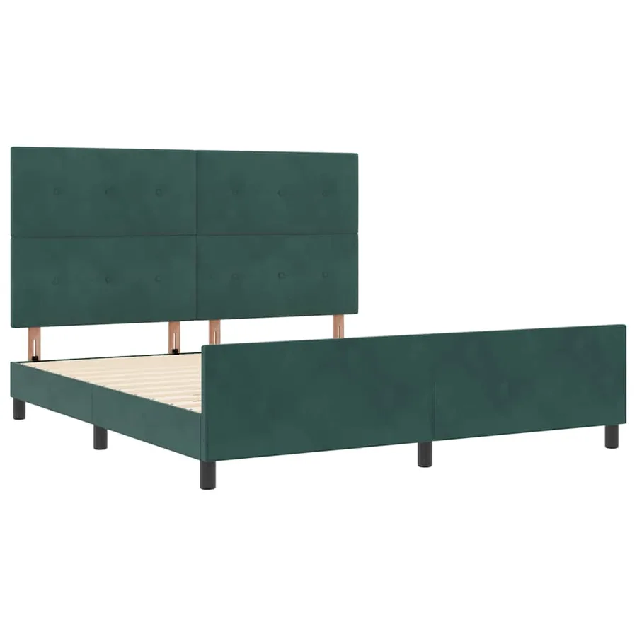 Lit à ressorts avec tête de lit Vert foncé 180 x 200 cm Velours - 5