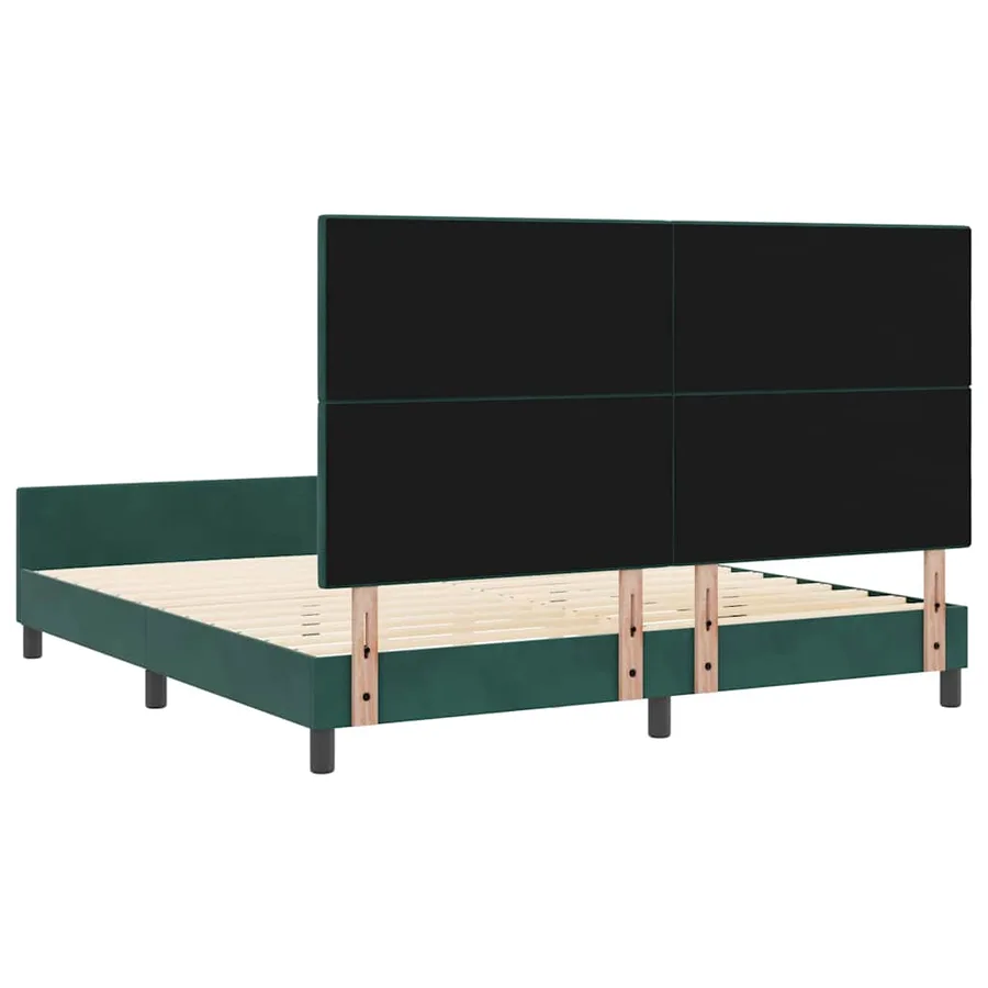 Lit à ressorts avec tête de lit Vert foncé 180 x 200 cm Velours - 9