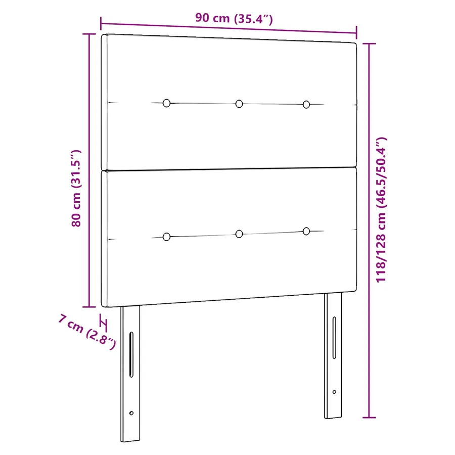 Tête de lit LED avec bandes LED Gris clair 90 cm Velours - 12