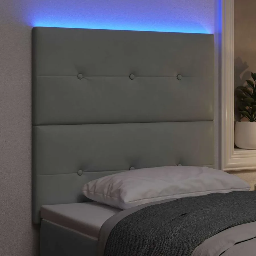 Tête de lit LED avec bandes LED Gris clair 90 cm Velours - 4