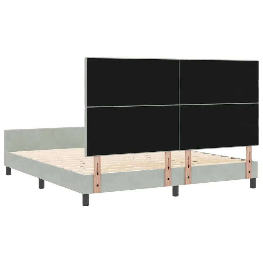 Lit à ressorts avec tête de lit Gris clair 180 x 200 cm Velours - 9