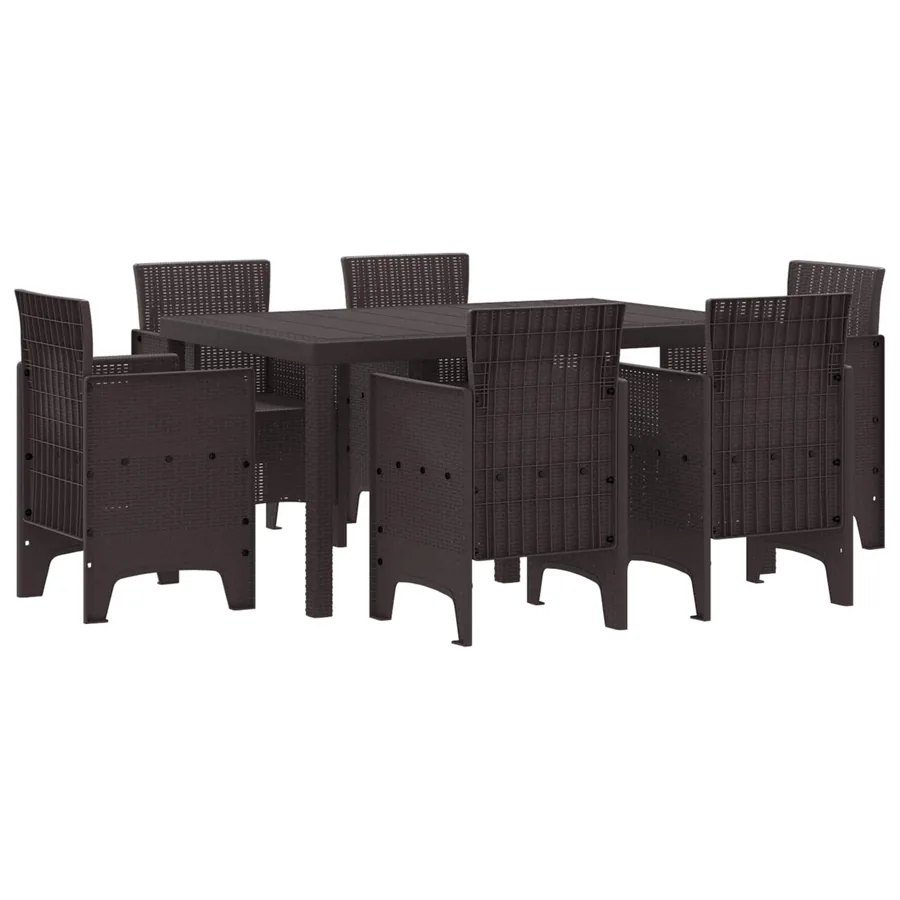 Ensemble de salle à manger pour jardin 7 pcs Marron Rattan Polt