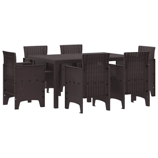 Ensemble de salle à manger pour jardin 7 pcs Marron Rattan Polt