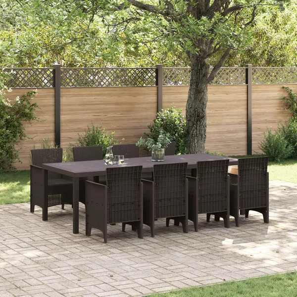 Ensemble de salle à manger pour jardin 9 pcs Marron