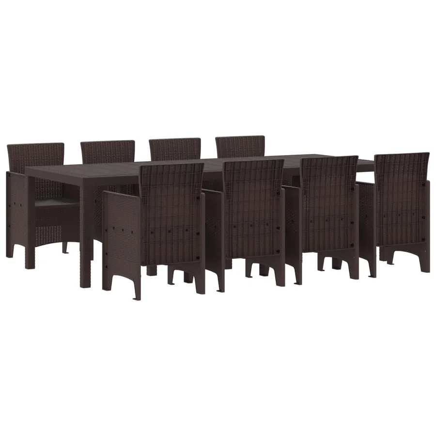 Ensemble de salle à manger pour jardin 9 pcs Marron - 2