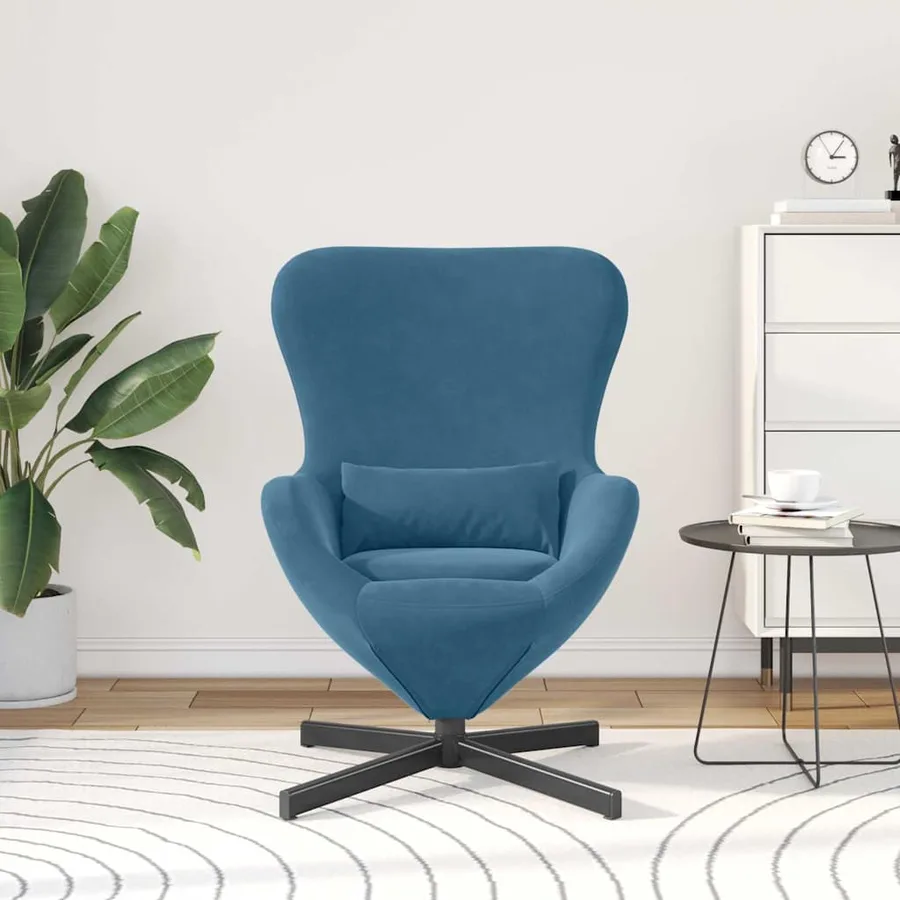 Fauteuil œuf Bleu 63 x 73 x 90 cm Velours - 3