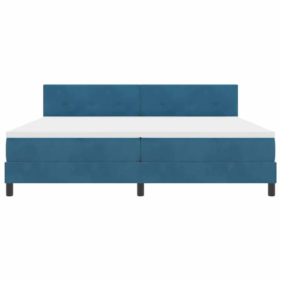 Lit à ressorts avec tête de lit Bleu foncé 200 x 200 cm Velours - 6