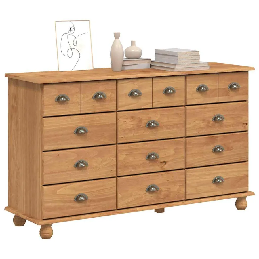 Commode ASKIM Marron 79 x 40 x 133,5 cm Bois de pin massif - 3