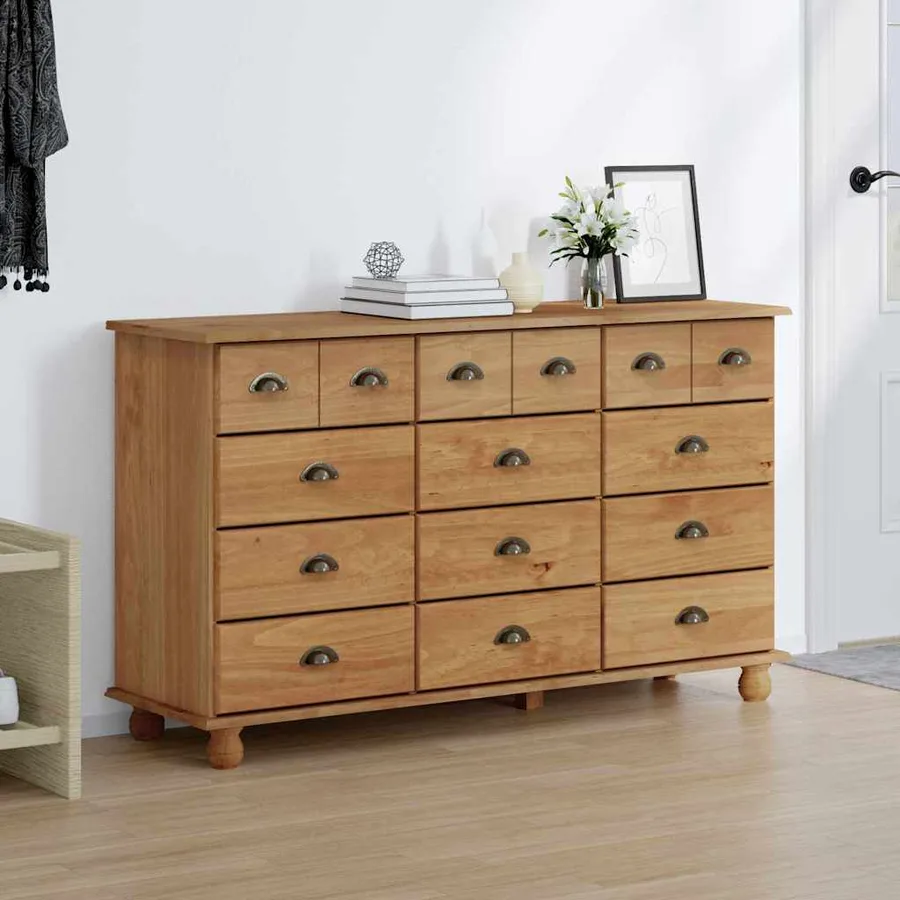 Commode ASKIM Marron 79 x 40 x 133,5 cm Bois de pin massif - 4