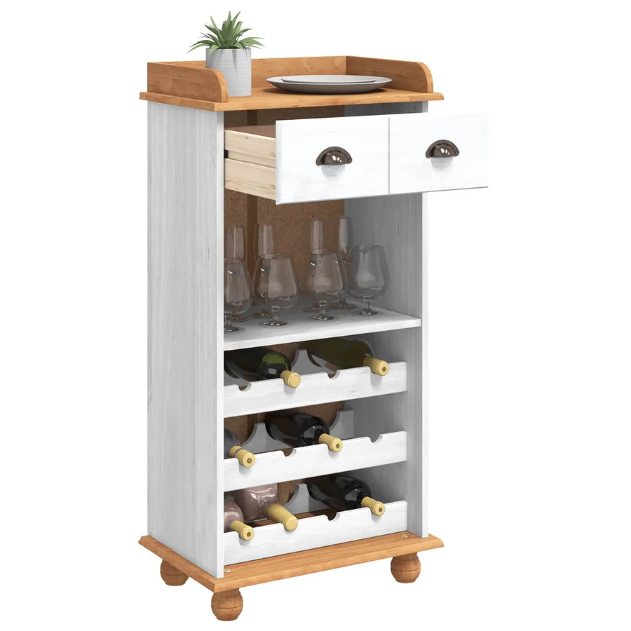 Cabinet à vin ASKIM Blanc avec un dessus en miel - 2