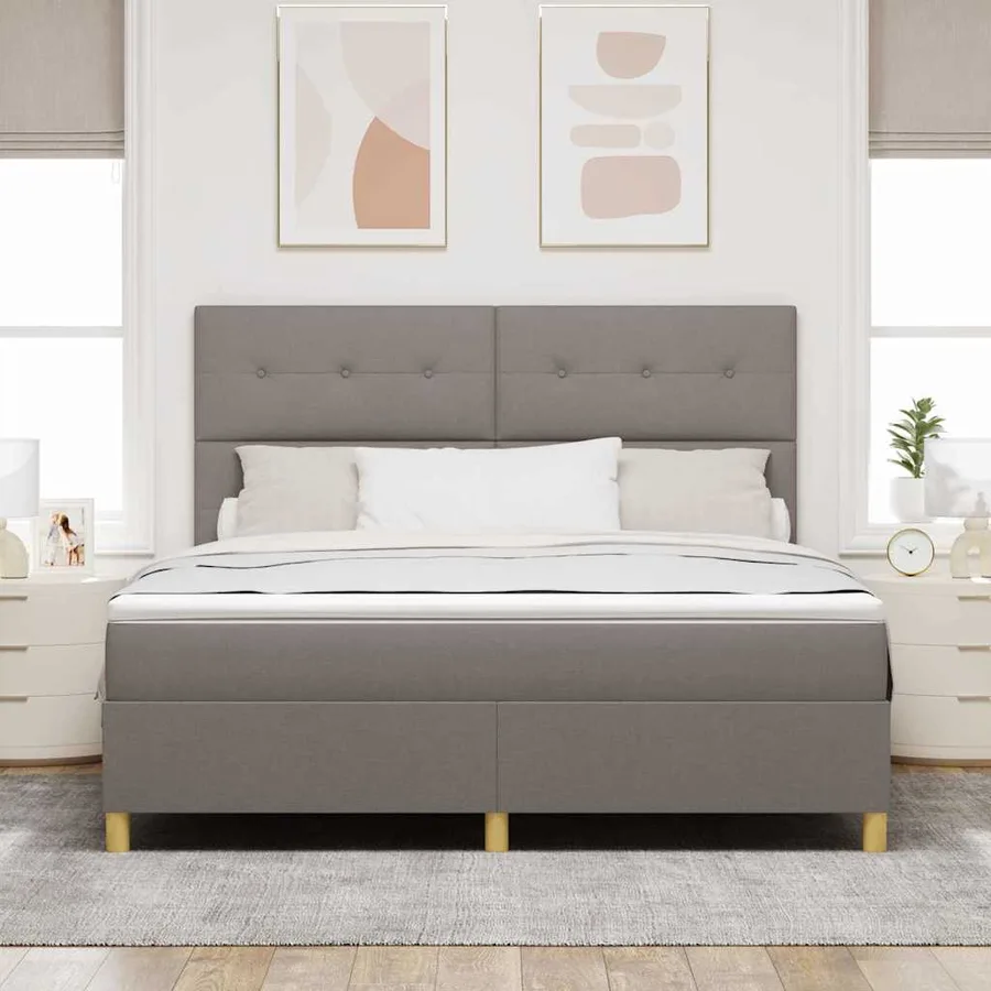Lit à ressorts avec tête de lit Taupe 180 x 200 cm tissu - 3