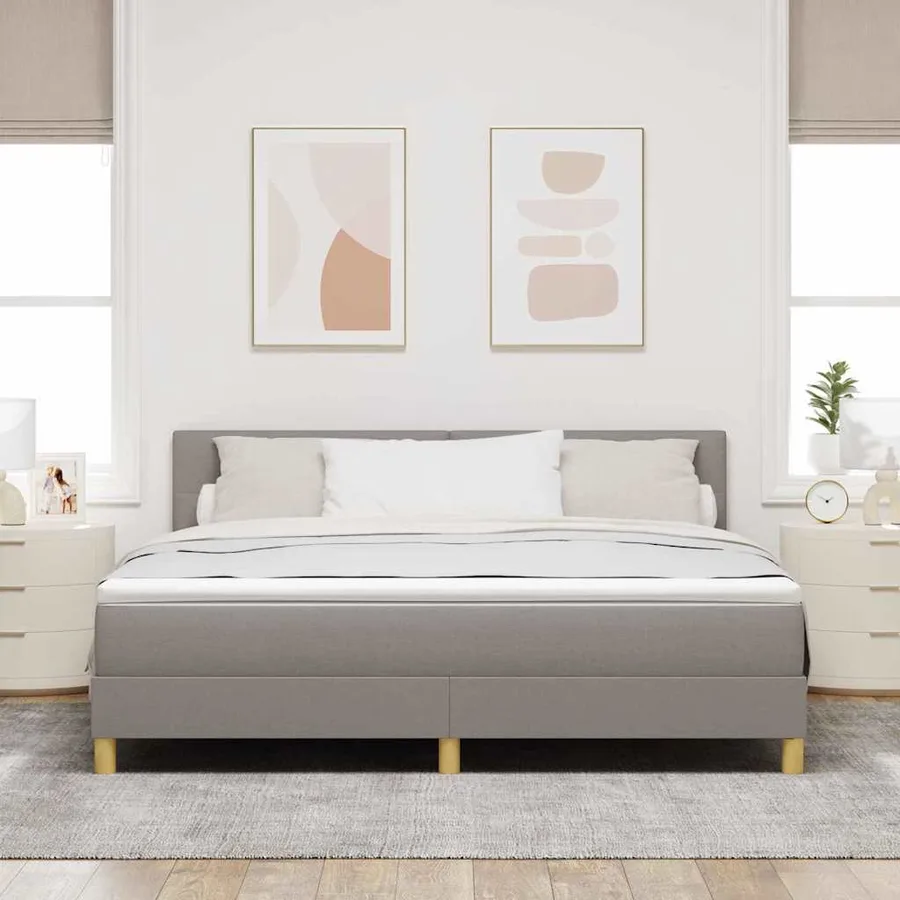 Lit à ressorts avec coussin Taupe 180 x 200 cm tissu - 3