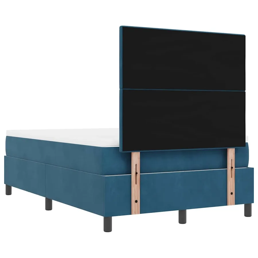 Lit à ressorts avec tête de lit Bleu foncé 200 x 120 cm Velours - 10