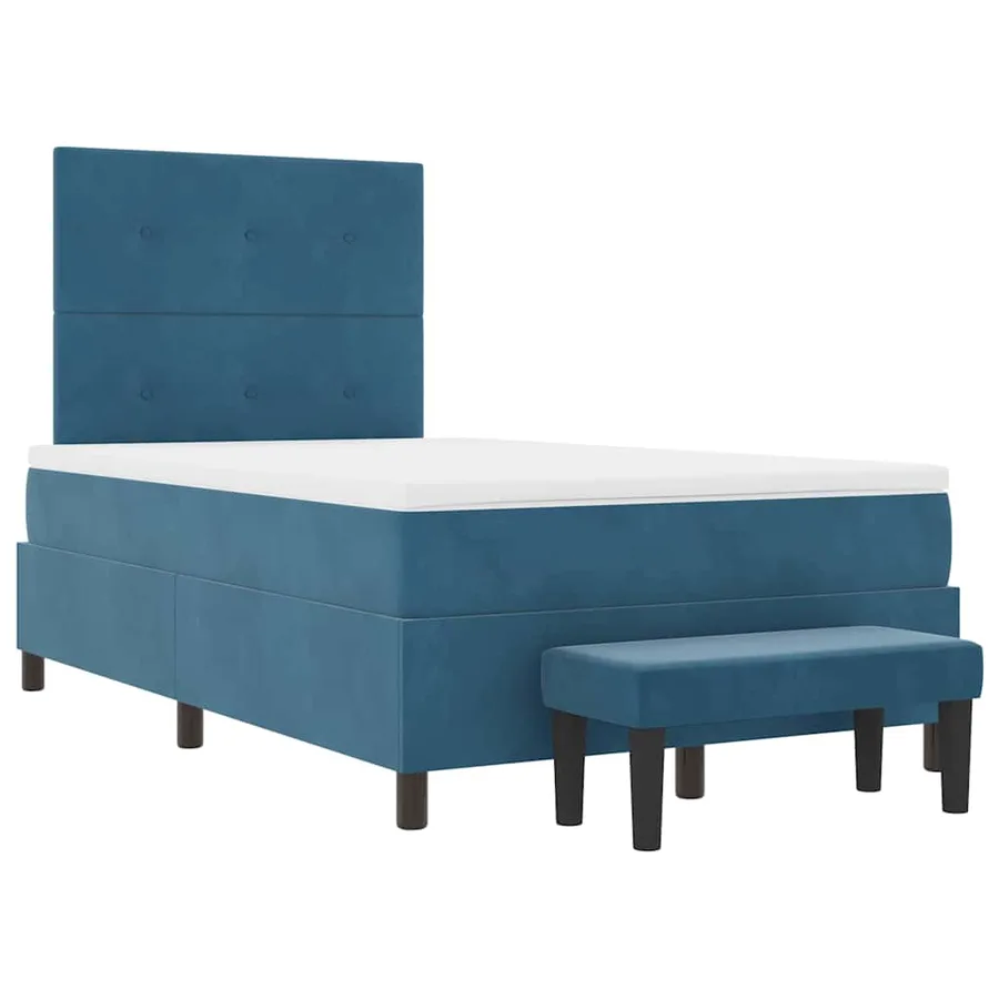 Lit à ressorts avec tête de lit Bleu foncé 200 x 120 cm Velours - 7