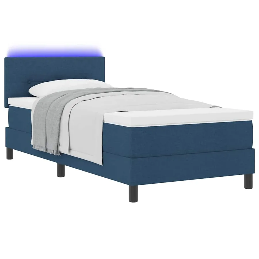 Lit à ressorts avec bandes LED Bleu 90 x 190 cm tissu - 3