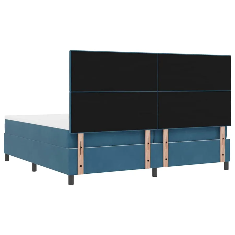 Lit à ressort LED Bleu foncé 200 x 200 cm Velours - 10