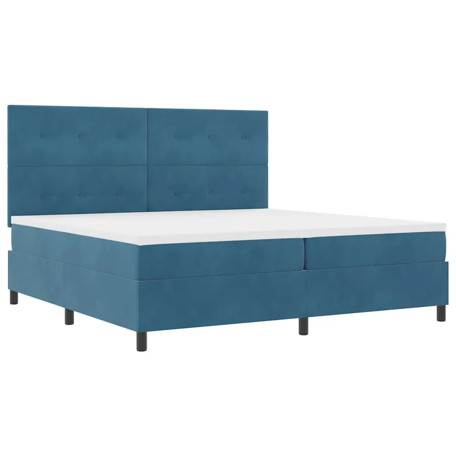 Lit à ressort LED Bleu foncé 200 x 200 cm Velours - 6
