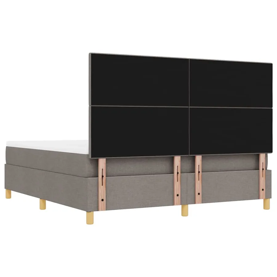Lit à ressorts avec tête de lit Taupe 200 x 180 cm tissu - 10