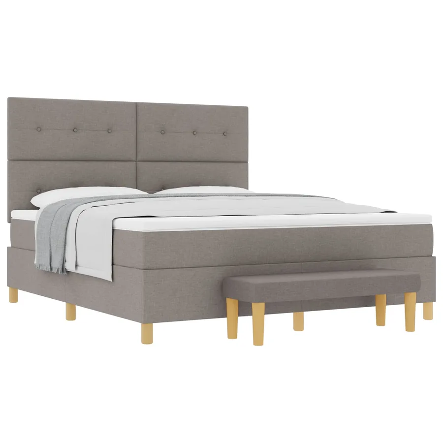 Lit à ressorts avec tête de lit Taupe 200 x 180 cm tissu - 2