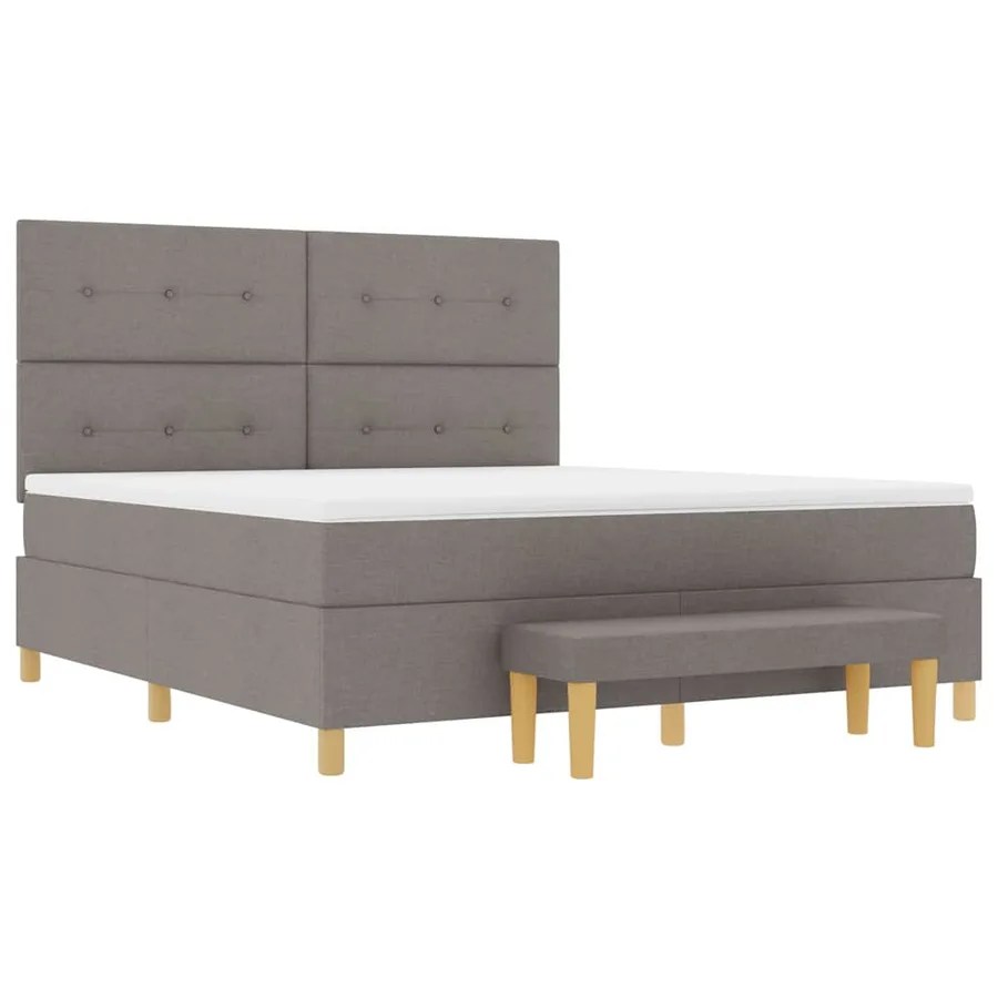 Lit à ressorts avec tête de lit Taupe 200 x 180 cm tissu - 7