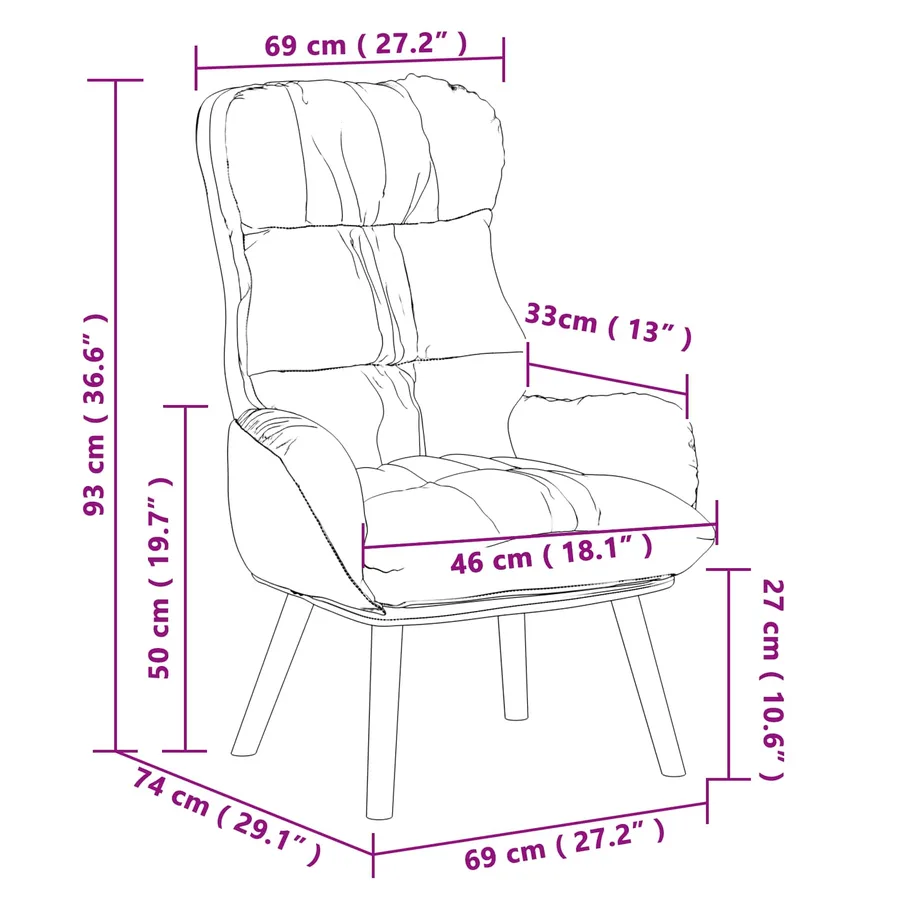 fauteuil Noir 69 x 74 x 93 cm Simili cuir - 8