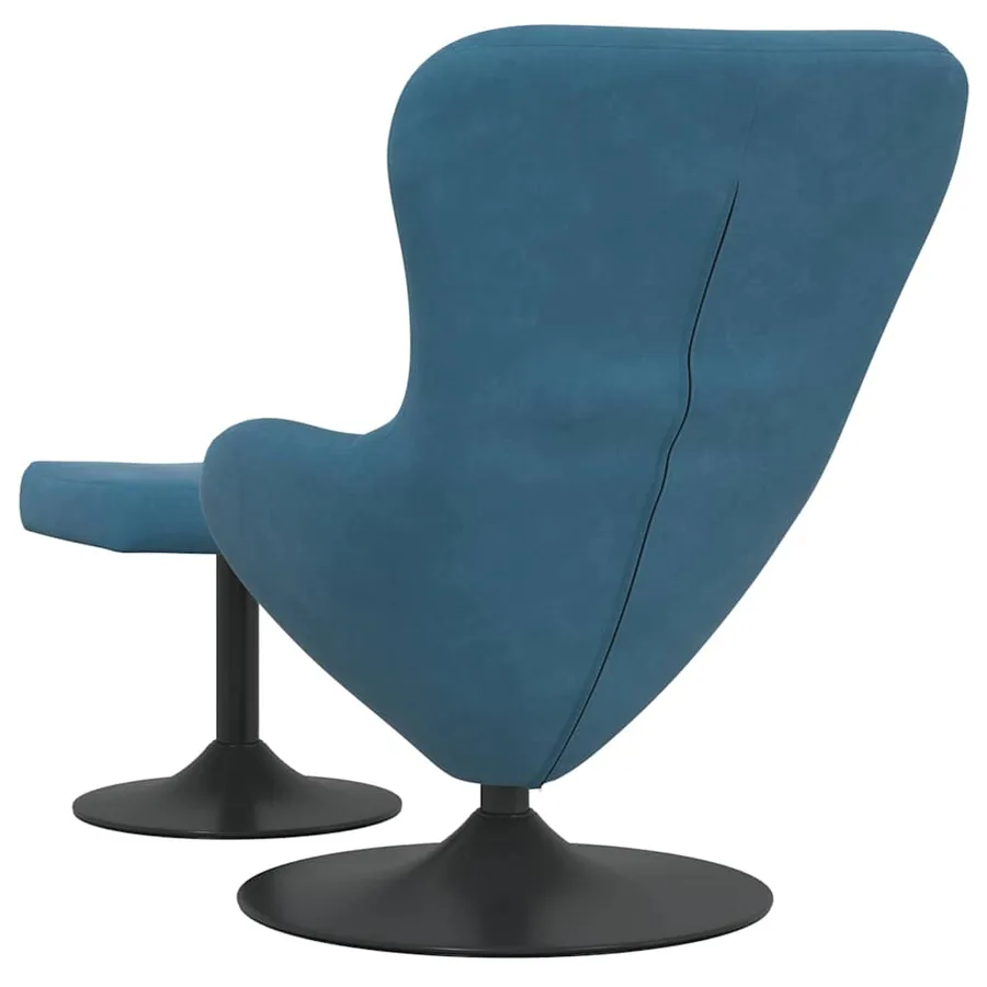 Chaise Œuf avec Pouf with Footstool Bleu Velours - 6