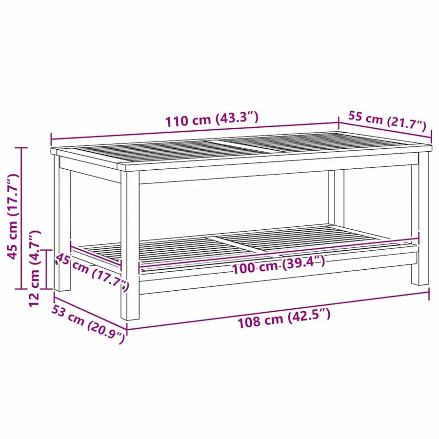 Table d'appoint Huile Naturelle 110 x 55 x 45 cm - 9