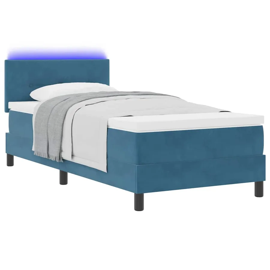 Lit à ressort LED Bleu foncé 90 x 190 cm Velours - 3