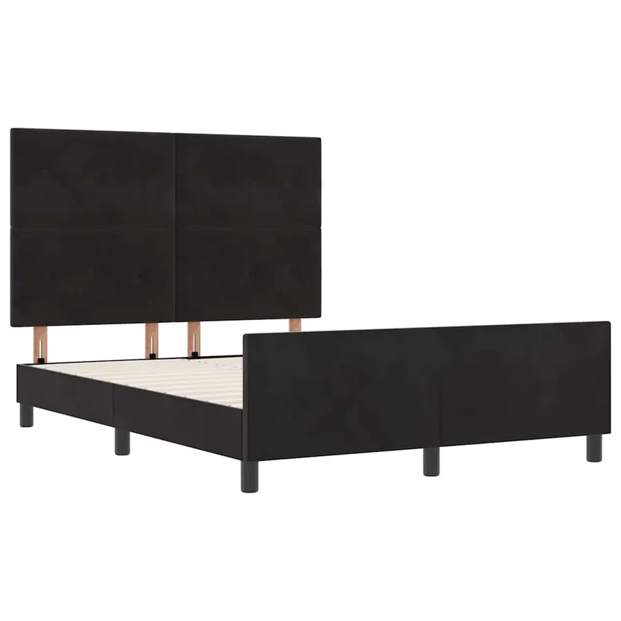 Lit à ressorts avec tête de lit Noir 140 x 190 cm Velours - 5