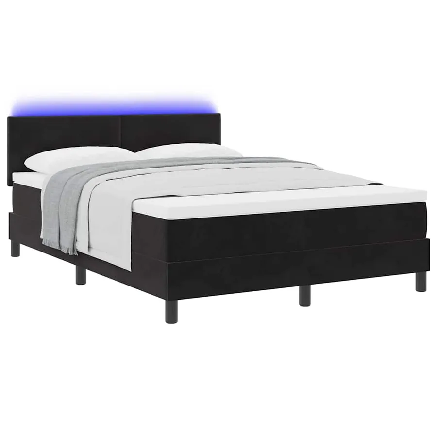Lit à ressort LED avec bandes LED Noir 140 x 200 cm Velours - 3