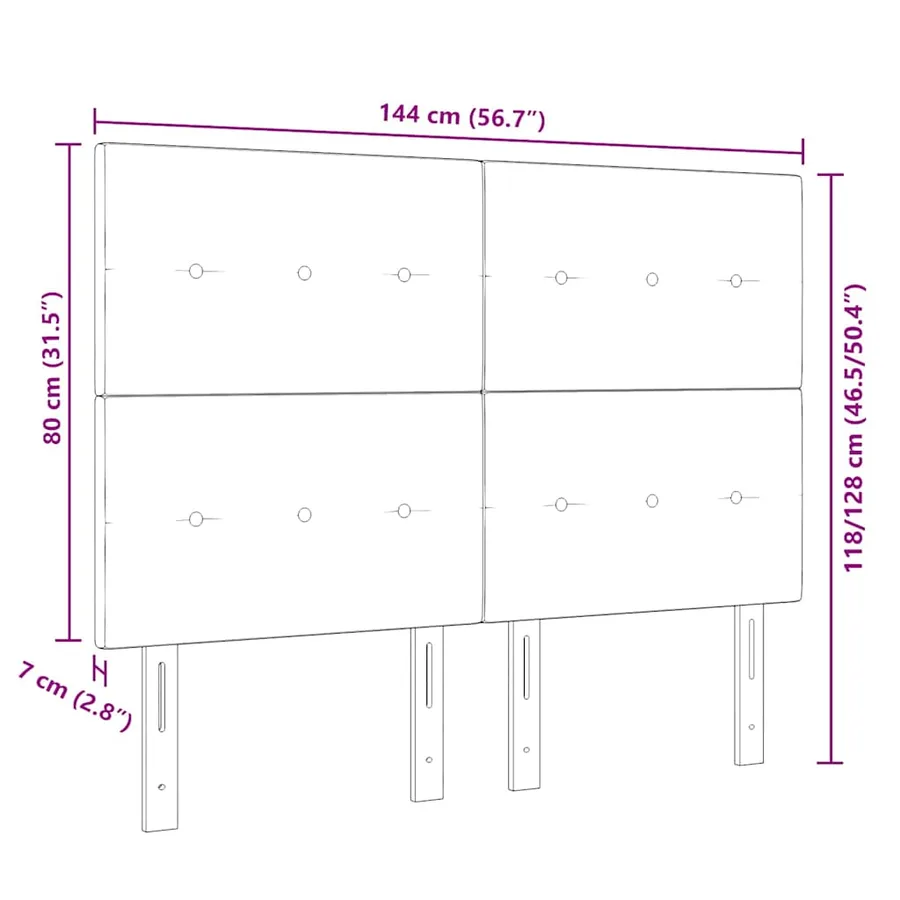 Tête de lit Noir 144 cm Velours - 9