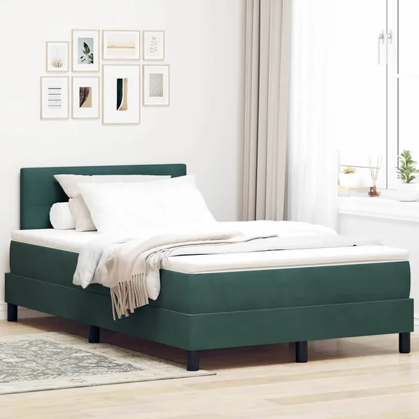 Lit à ressort LED Vert foncé 120 x 200 cm Velours