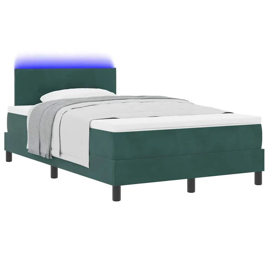 Lit à ressort LED Vert foncé 120 x 200 cm Velours - 3