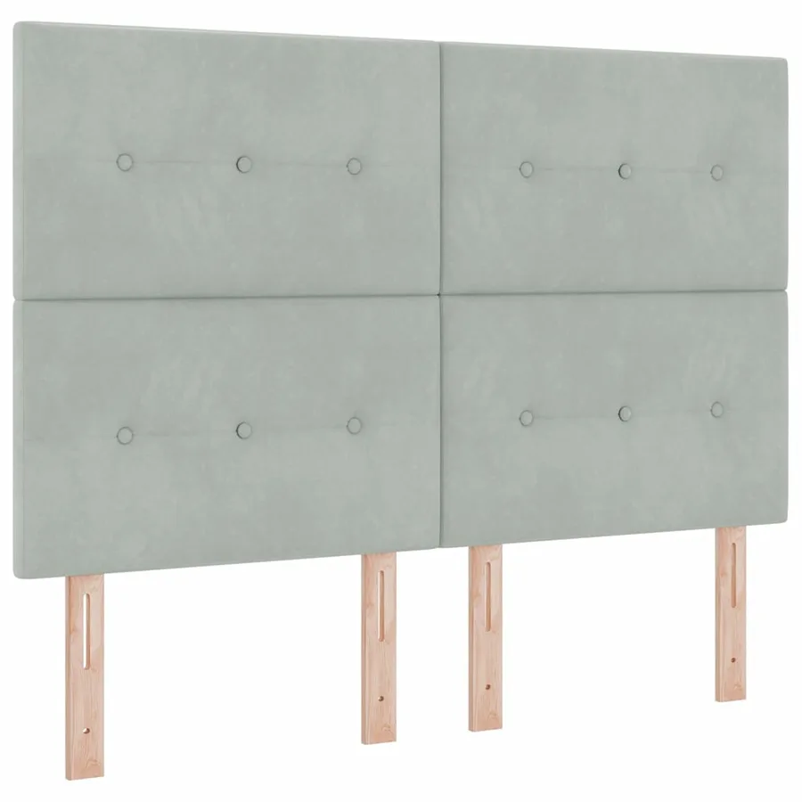 Lit à ressort LED Gris clair 140 x 190 cm Velours - 2
