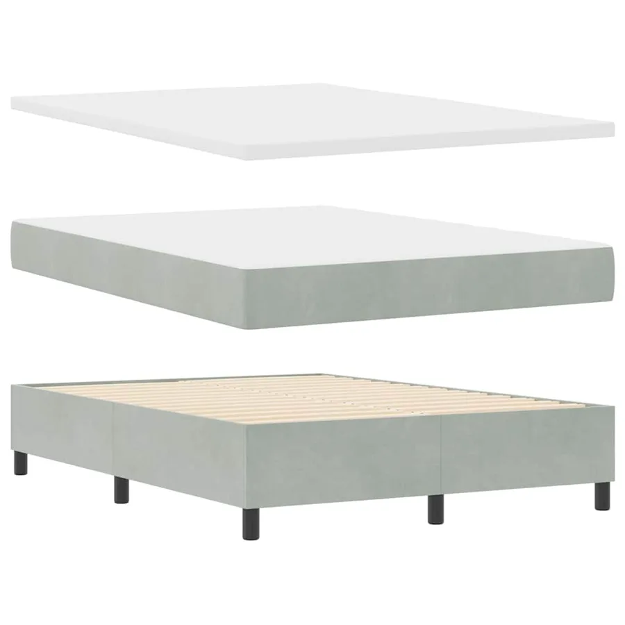 Lit à ressort LED Gris clair 140 x 190 cm Velours - 7
